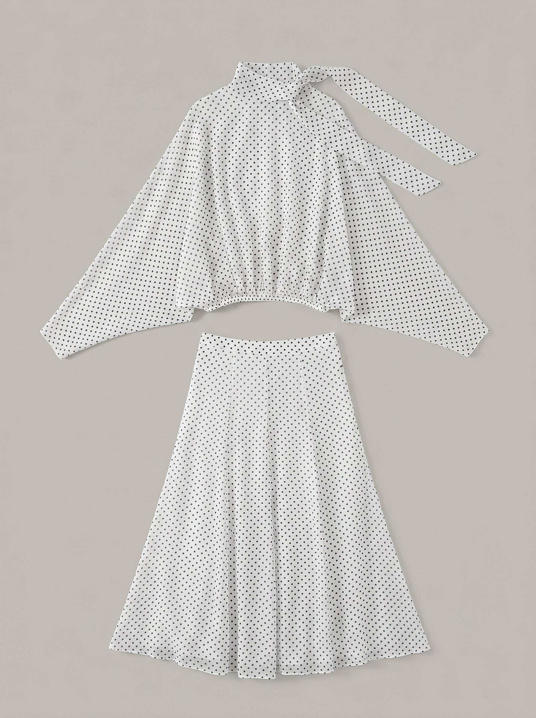 Dot Print High Neck Maxi Set