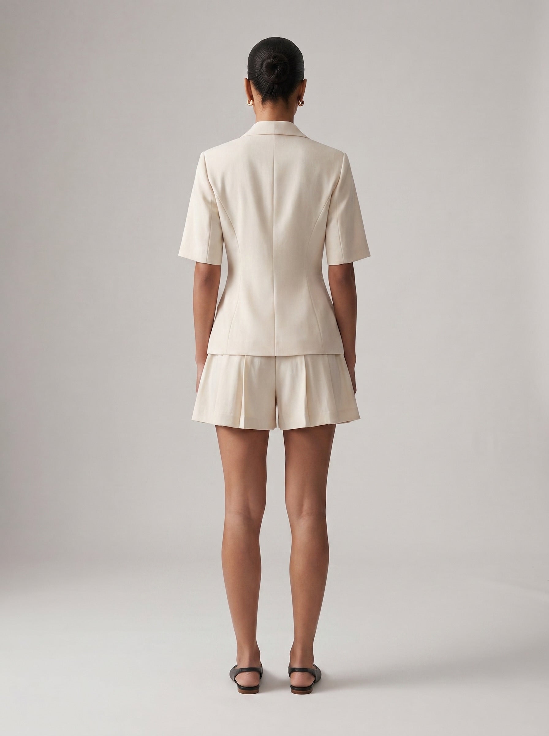 Short Sleeve Plunge Blazer Set