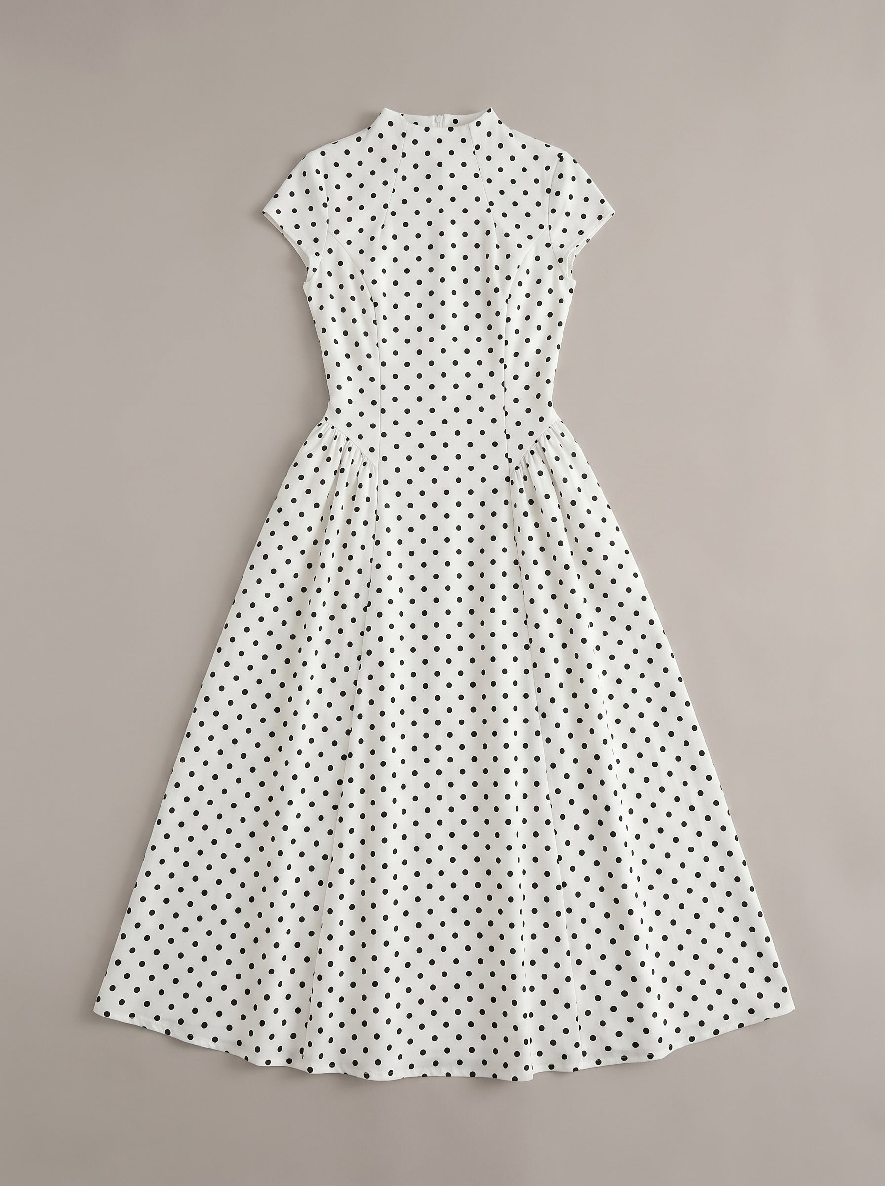 Dot Print Flare Midi Dress