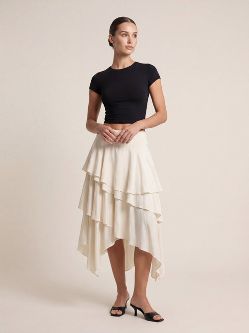 Asymmetric Ruffle Maxi Skirt