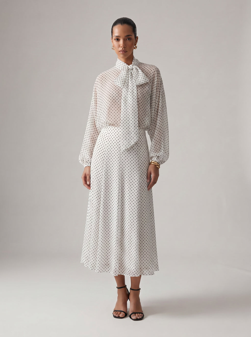 Dot Print High Neck Maxi Set