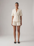 Short Sleeve Plunge Blazer Set