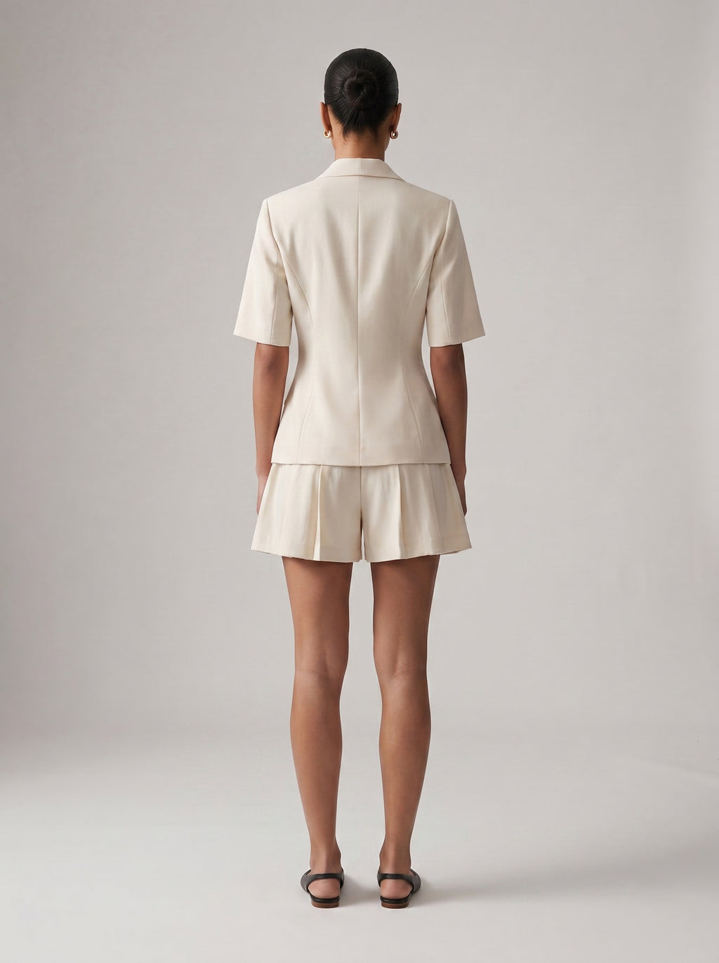 Short Sleeve Plunge Blazer Set
