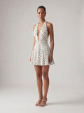 Dot Print Halter Mini Dress
