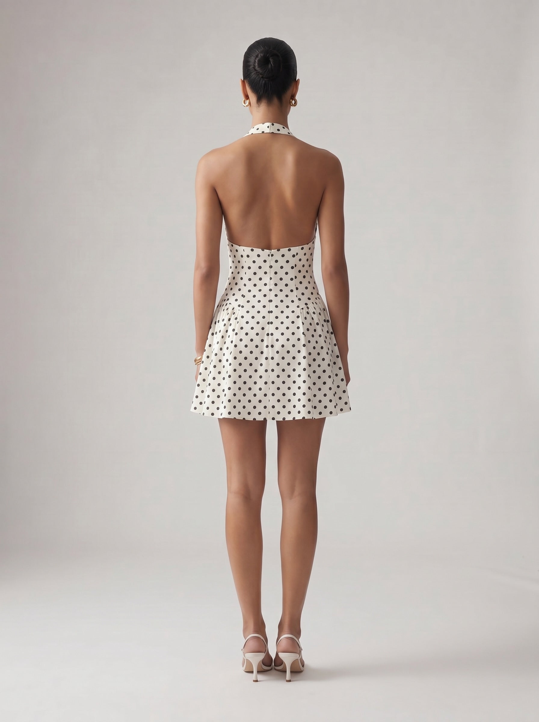 Dot Print Halter Mini Dress